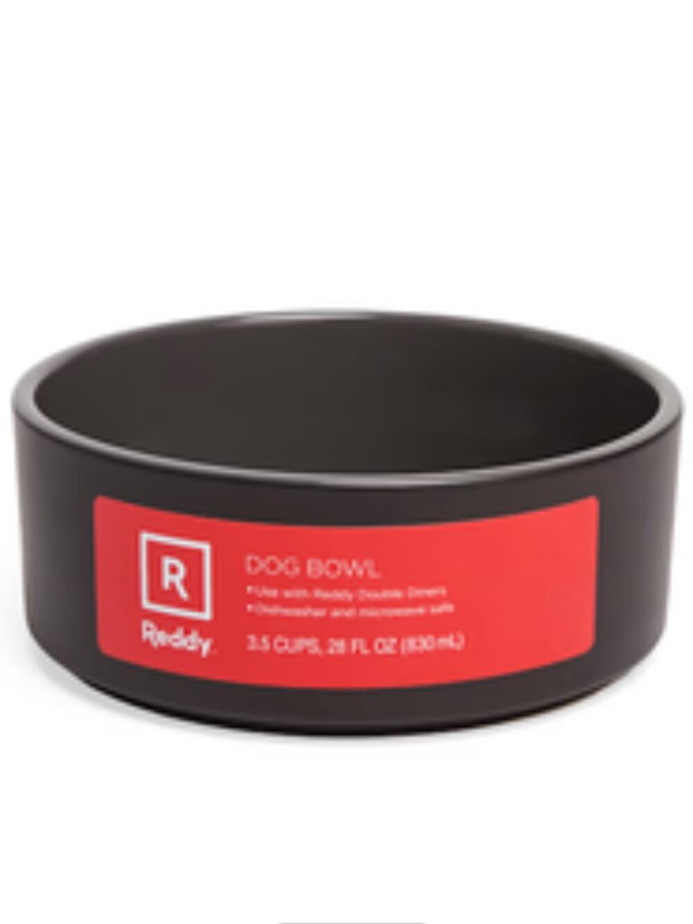 NWT ~ Reddy's Black Ceramic Stoneware Dog Bowl, 3.5 Cups, 28 FL OZ